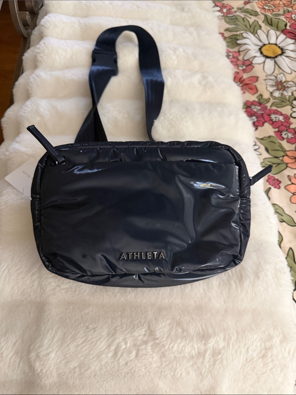 Athleta Glossy Navy Crossbody with Wide Strap